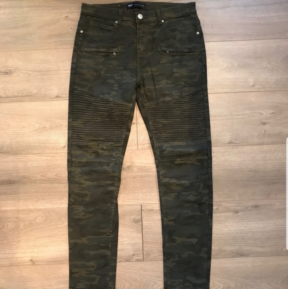 Mens Boys Camo Green Tan Jogger Pant Slim Jean